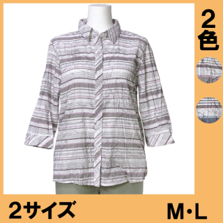 No.0209 プリント七分袖ブラウス