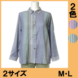 No.9100-28 綿楊柳 長袖ブラウス