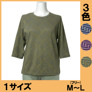 No.3990 ジャガード七分袖Tシャツ
